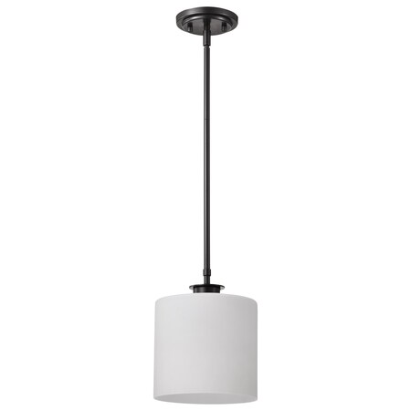 Nuvo Warren - 8 Inch Pendant - Gun Metal with Satin White Glass 60/8036